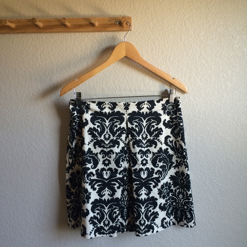 Cream and Black Damask Skirt
